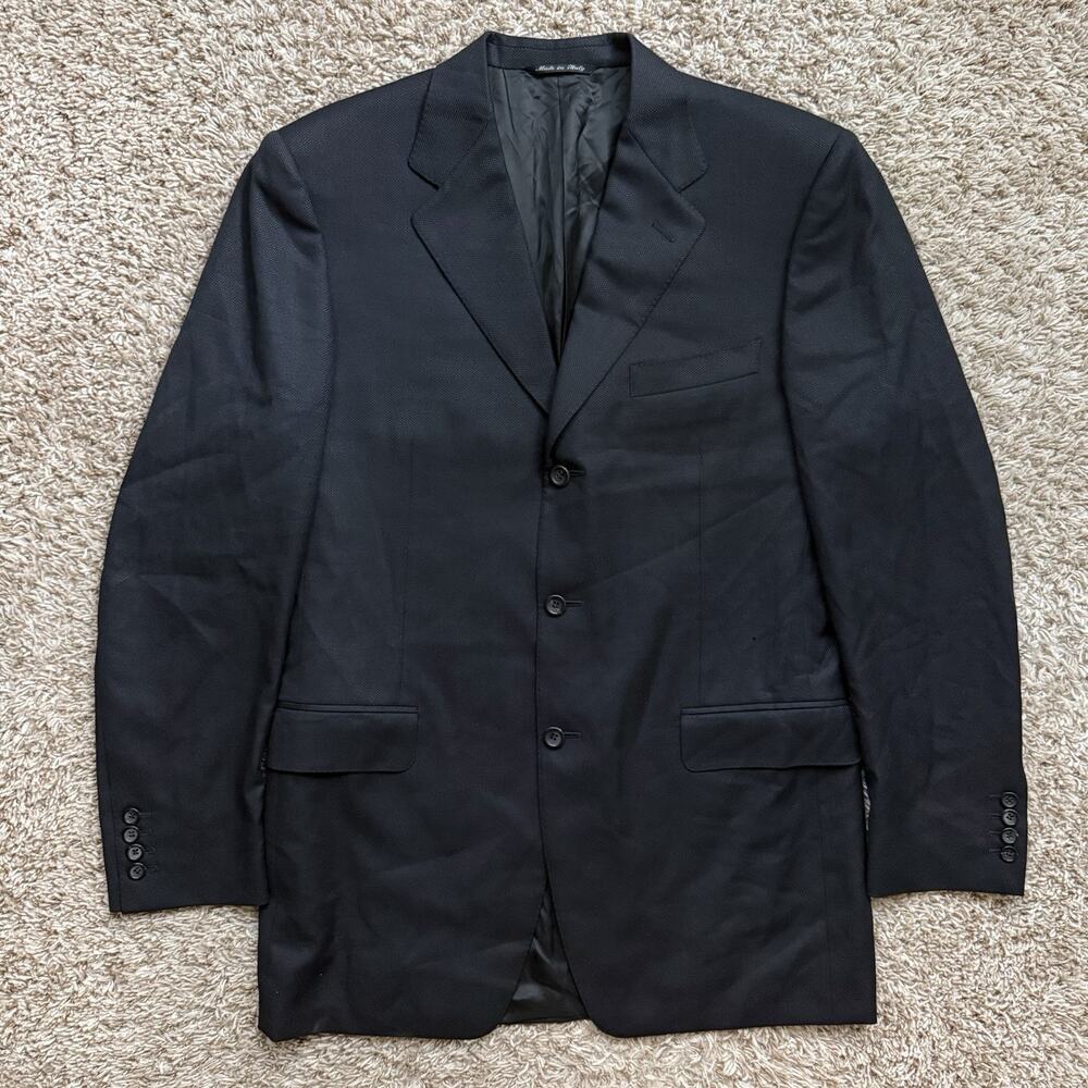 Canali Made In Italy Pure Wool Black Suit Jacket Coat 3 Button Men’s Size 38 R